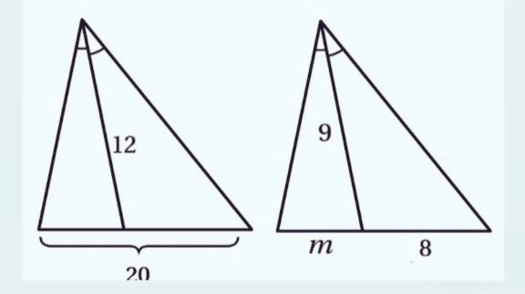 إذا كان المثلثان متشابهين في الشكل أدناه ، فإن قيمةm=...(1 نقطة)